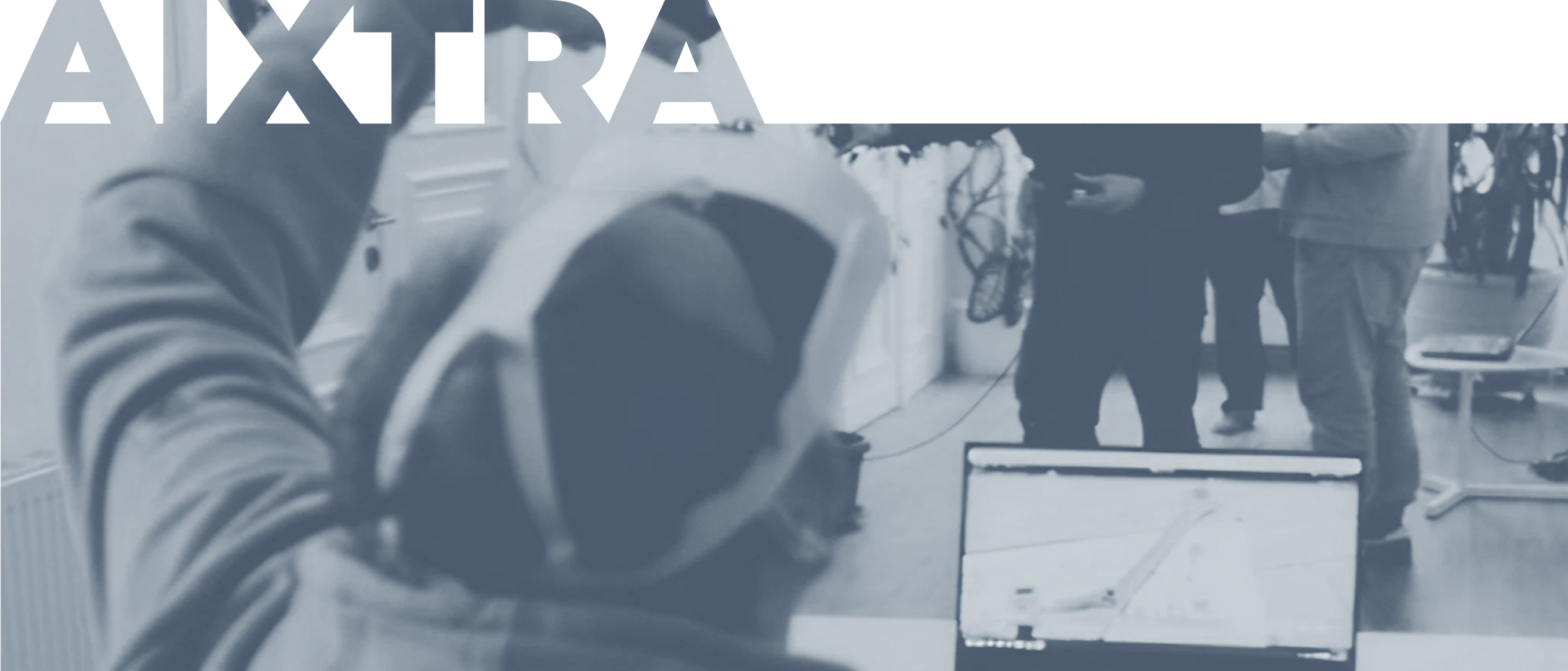 Person wearing a VR headset.